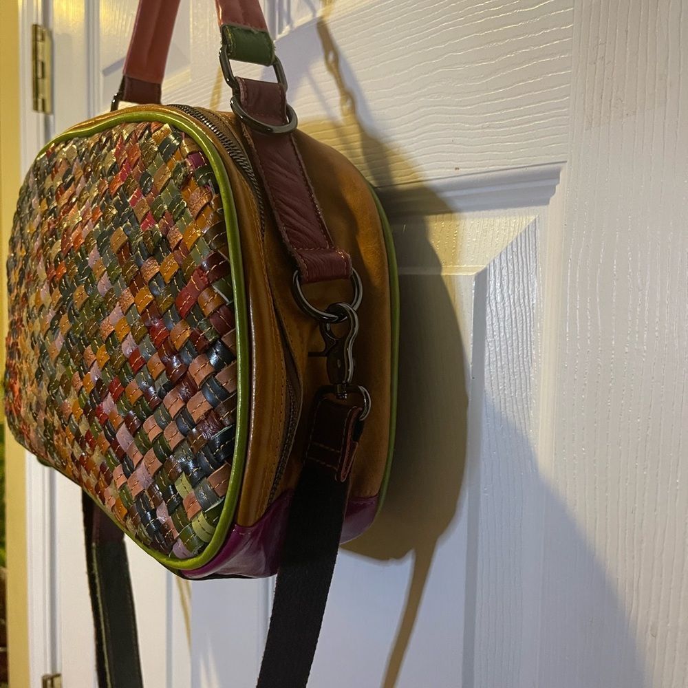 Ameri leather Multicolor Woven Satchel/shoulder B… - image 5